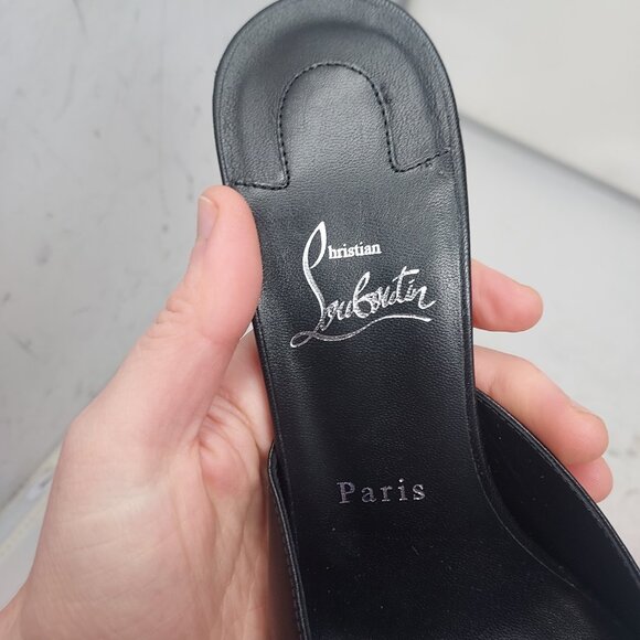 Christian Louboutin Black Condora Leather Heel Sandal - Picture 5 of 13